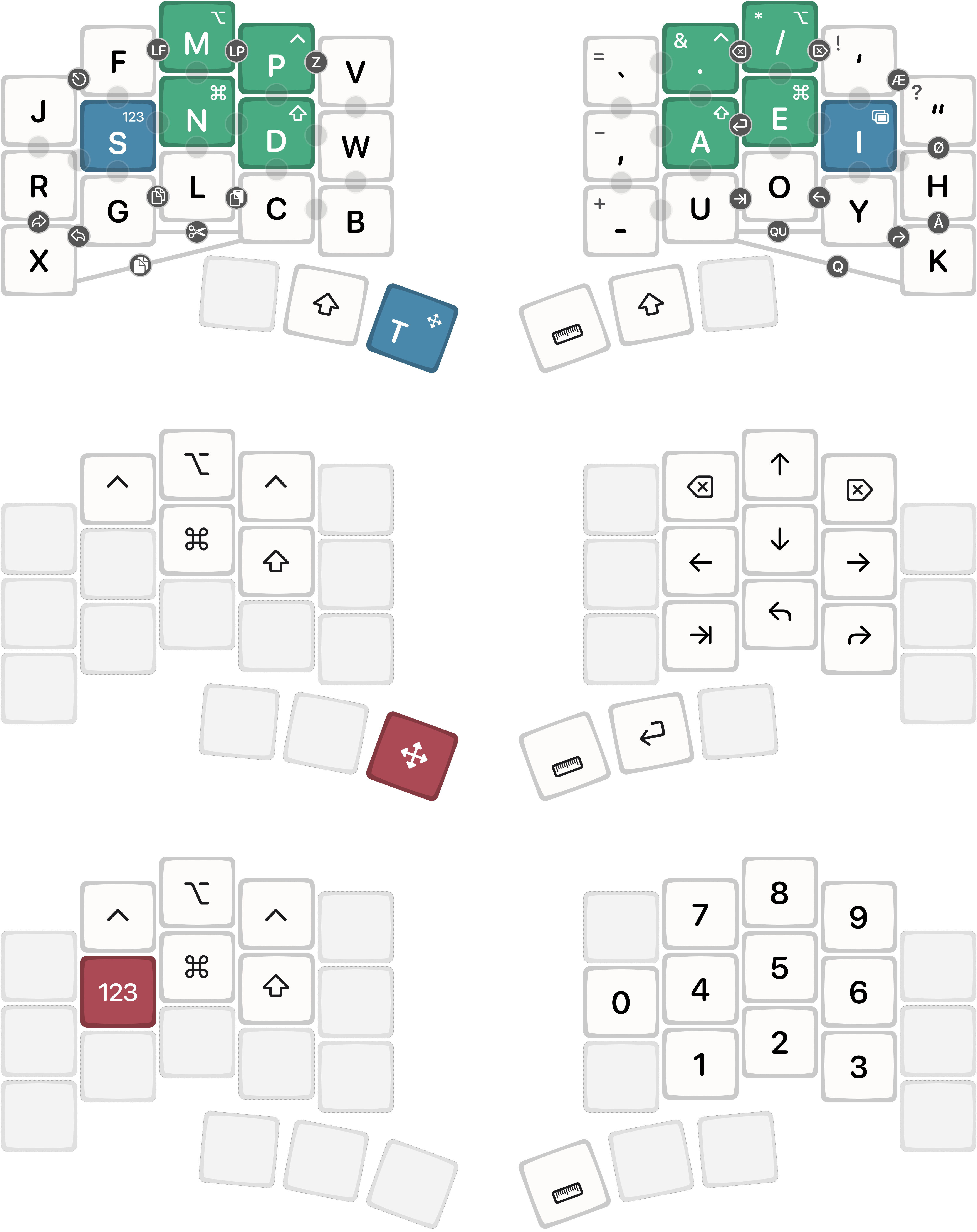 Split columnar-staggered Ahokore with Hands Down legends